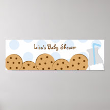 Cookies and Milk Baby Shower Banner Sign Posters