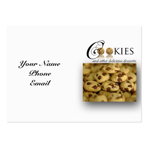 Cookies and Other Delicious Desserts on White Business Card Template (front side)