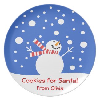 Cookies for Santa Holiday Snowman Dinner Plates