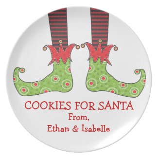 Cookies For Santa Personalize Merry Elf Feet Plate