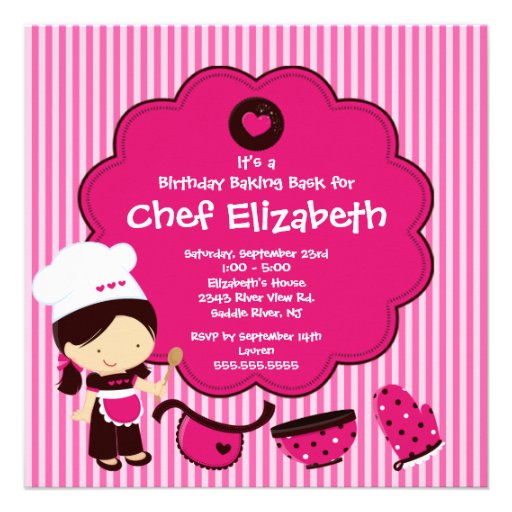 Cooking Baking Birthday Party Invitation