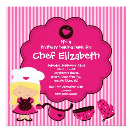 Cooking Baking Birthday Party Invitation