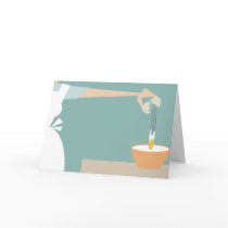 Cooking baking woman breaking eggs note card