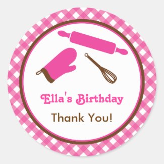 Cooking Birthday Favor Sticker