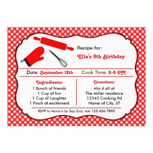 Cooking Birthday Party Invitation