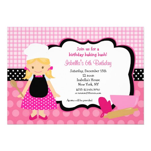 Cooking Birthday Party Invitations