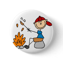 Cooking Hot Dogs Camping Button