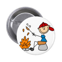 Cooking Hot Dogs Camping Button