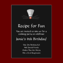 Cooking Party Template: Black and White postcards