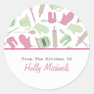 Cooking Pattern Kitchen Label Round Sticker