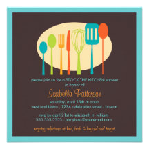 Cooking Utensils Stock the Kitchen Bridal Shower Announcement