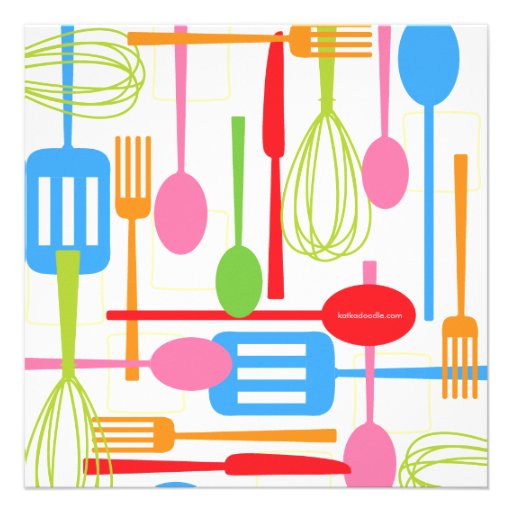 Cooking Utensils Stock the Kitchen Bridal Shower Announcement