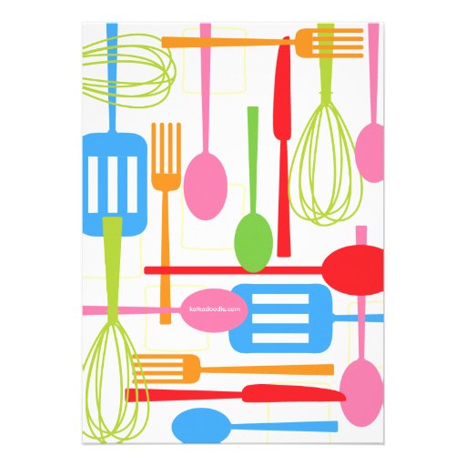 Cooking Utensils Stock the Kitchen Bridal Shower Custom Invitations