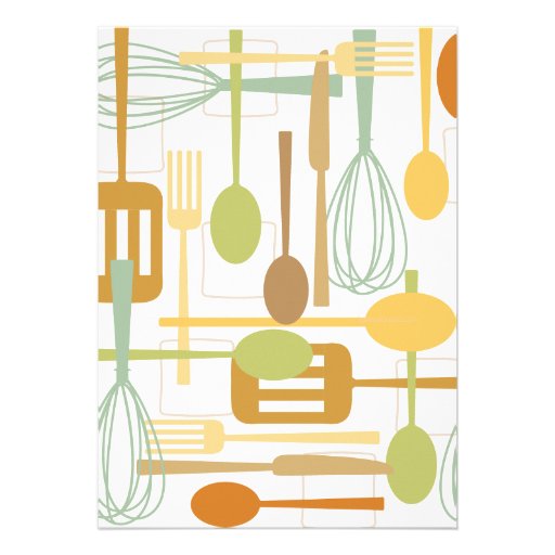 Cooking Utensils Stock the Kitchen Retro Shower Invite