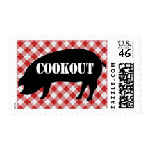 Cookout a cuadros de la tela del cerdo Silo, rojo  Sellos