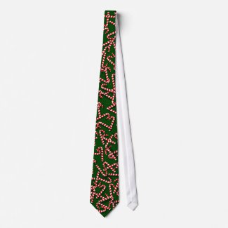 3D Look Candy Cane Green Tie for Christmas