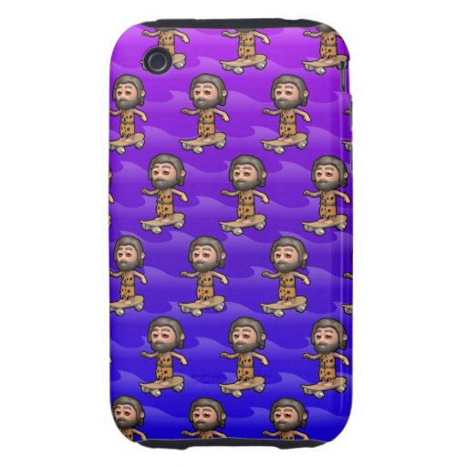 Cool 3d Caveman Skateboarding iPhone 3 Tough Covers