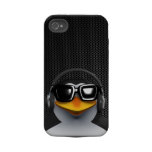 Cool 3d Penguin Headphones Iphone 4 Tough Case