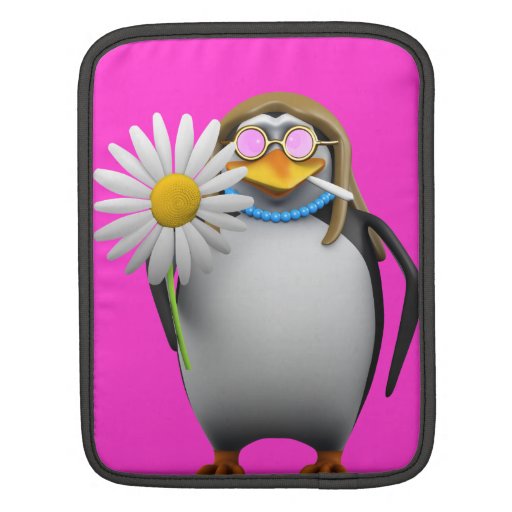 Cool 3d Penguin Hippy (editable) iPad Sleeve