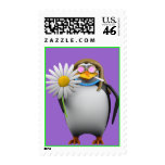 Cool 3d Penguin Hippy (editable) Postage Stamp