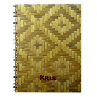 Woven Rattan Custom Spiral Notebook