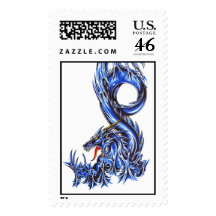 Cool Abstract Blue Drake tattoo stamp
