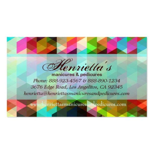 Cool Abstract Colorful Geometric Vector Pattern Business Card Template (back side)