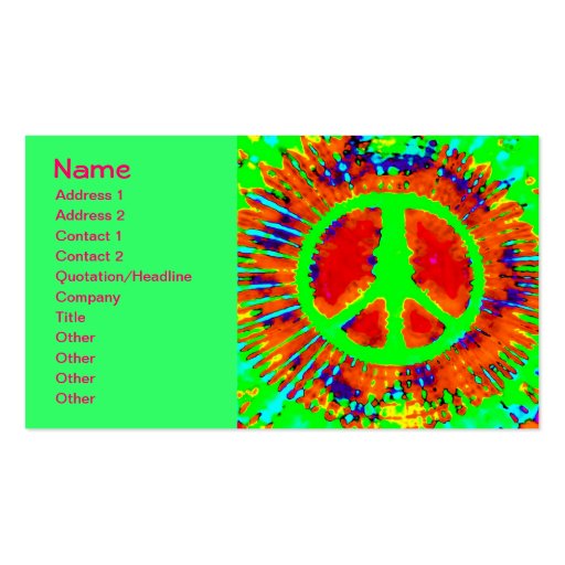 Cool Abstract Psychedelic Tie-Dye Peace Sign Business Card