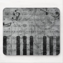 Cool antique grunge effect piano music notes mouse pad