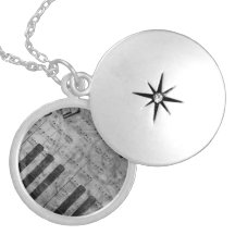 Cool antique grunge effect piano music notes custom necklace