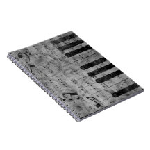 Cool antique grunge effect piano music notes notebooks