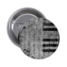 Cool antique grunge effect piano music notes pin