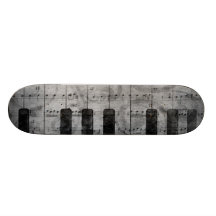 Cool antique grunge effect piano music notes skateboard decks