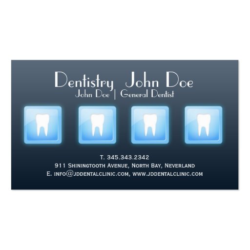 Cool app white teeth bubble dental business card (front side)