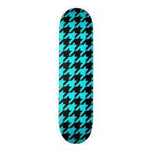 Cool Aqua Black Design Awesome Funky Houndstooth Skate Deck