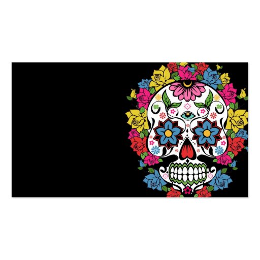 Cool awesome colourful swirls dots flowers skull business cards (front side)