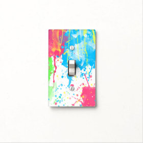 Cool awesome trendy colourful vibrant watercolours light switch plate