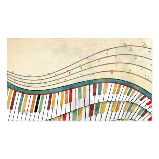 Cool awesome wavy piano retro colours antique business card (back side)
