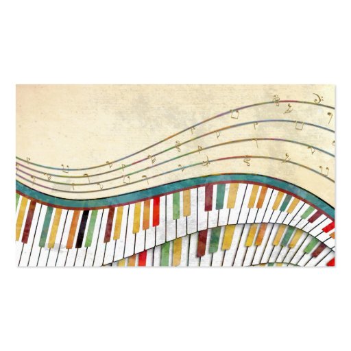 Cool awesome wavy piano retro colours antique business card (front side)