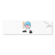 Cool Baseball Batter Cartoon Bumper Stickers