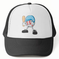 Cool Baseball Batter Cartoon Mesh Hat
