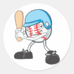 Cool Baseball Batter Cartoon Round Stickers