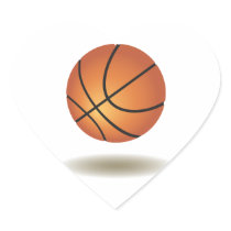 Cool Basketball Emblem Heart Sticker