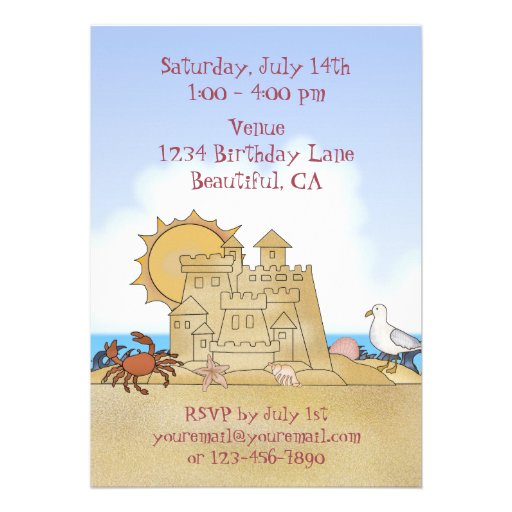 Cool Beach Baby 1st Birthday Invitation for Girls