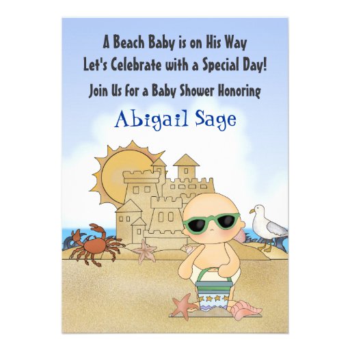 Cool Beach Baby Shower Invitation for Boys