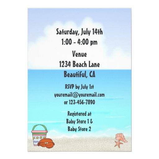 Cool Beach Baby Shower Invitation for Girls