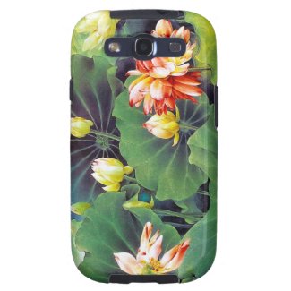 Cool beautiful chinese lotus flower green leaf art galaxy SIII case