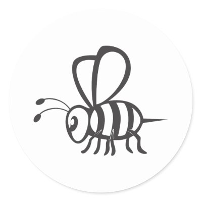 Cool Bee Black Outline Logo Tattoo Shirt Round Sticker by graphicdesigner