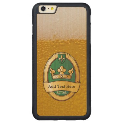 Cool Beer Glass Pattern and Gold Badge Monogram Carved® Maple iPhone 6 Plus Bumper Case