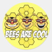 Cool Bees Round Sticker